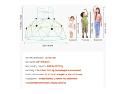 Cúpula de Escalada SucceBuy Geométrica 183 cm, Gaiola para Escalar com Grande Capacidade de Carga de 270 kg, Gaiola para Esquilos Sólida, Área de Recreio Externa