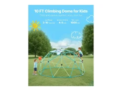 Cúpula de Escalada SucceBuy Geométrica 305 cm, Gaiola para Escalar com Rede de Polvo, Gaiola para Esquilos Sólida com Capacidade de Carga de 453 kg
