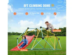 Cúpula de Escalada SucceBuy, 2,4 m com Escorregador, Escalador com Cúpula Geométrica, Sala de Juegos para Crianças de 3 a 9 Anos