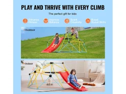 Cúpula de Escalada SucceBuy, 2,4 m com Escorregador, Escalador com Cúpula Geométrica, Sala de Juegos para Crianças de 3 a 9 Anos