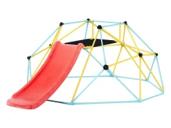 Cúpula de Escalada SucceBuy, 2,4 m com Escorregador, Escalador com Cúpula Geométrica, Sala de Juegos para Crianças de 3 a 9 Anos