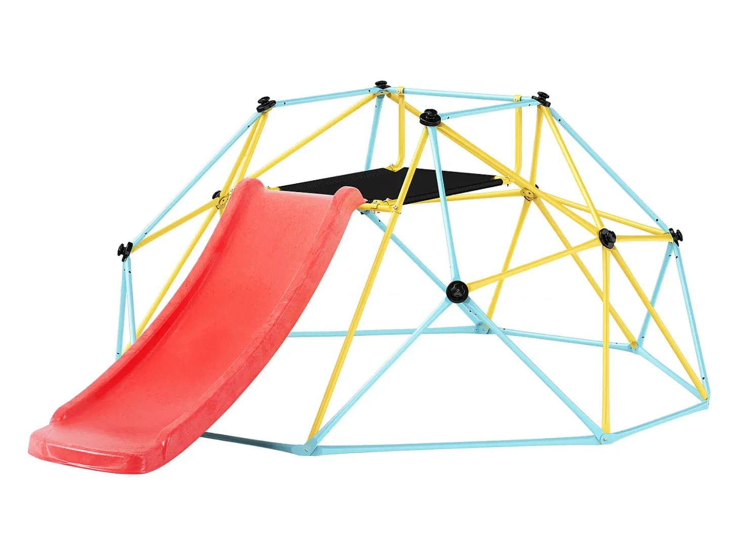 Cúpula de Escalada SucceBuy, 2,4 m com Escorregador, Escalador com Cúpula Geométrica, Sala de Juegos para Crianças de 3 a 9 Anos