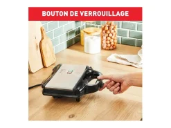 Croque-monsieur Tefal SM155212 ultracompacto 700W inox antiaderente com pega termorresistente e bloqueio de segurança