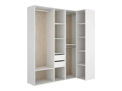 Dda grande roupeiro, mobiliário de quarto, roupeiro, roupeiro, 183x85 h205 cm, branco e carvalho