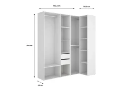 Dda grande roupeiro, mobiliário de quarto, roupeiro, roupeiro, 183x85 h205 cm, branco e carvalho