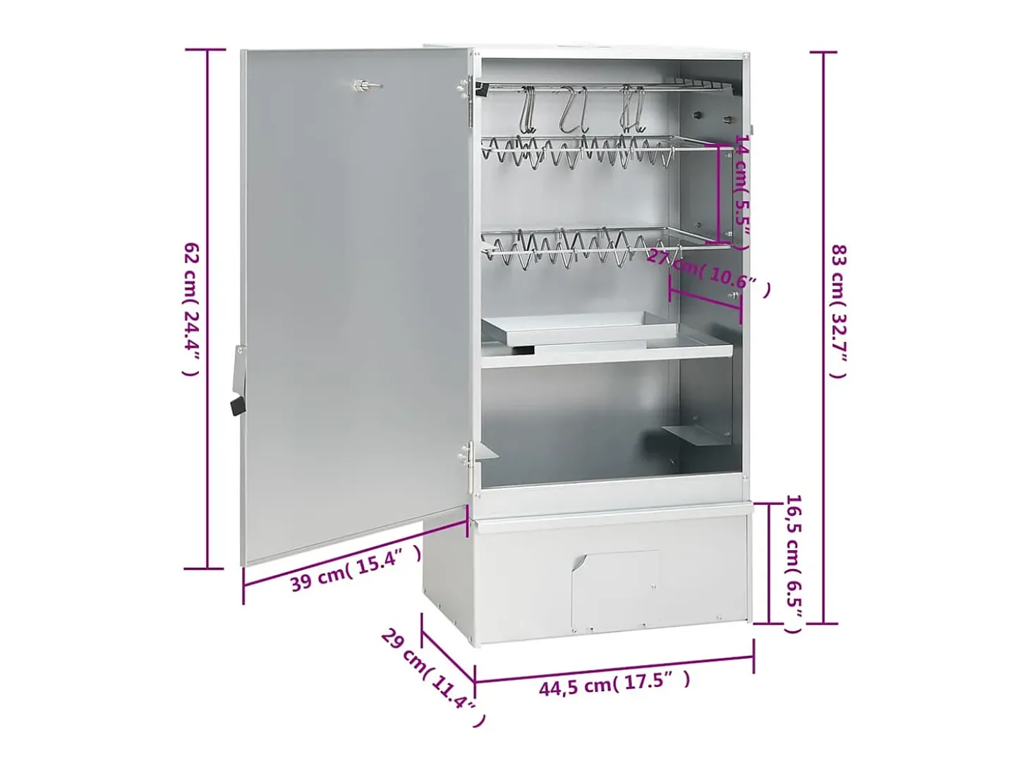 Defumador com mesa aço galvanizado