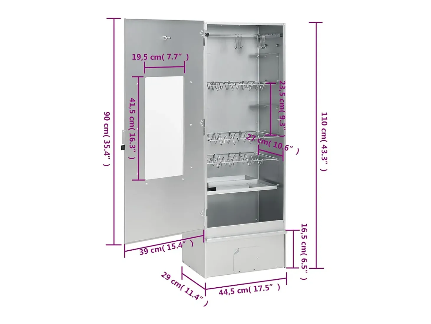 Defumador p/ churrasqueira c/ gerador fumo frio aço galvanizado