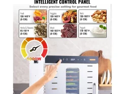 Desidratador SucceBuy Desidratador Alimentar com 10 Pratos, Secador de Frutas Secas em Aço Inoxydável de 1000 W
