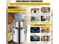 Destilador de Álcool SucceBuy 17 L, Moonshine Still em Aço Inoxidável, Kit de Cerveja Caseiro para Whisky, Vinho, Brandy