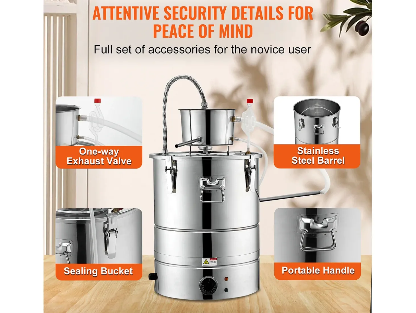 Destilador de Álcool SucceBuy Destilador de Água sem Gás e Álcool de 34 L com Barril Thumper e Bomba de Água