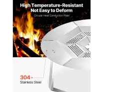 Difusor de Calor SucceBuy para Braseiro, 68.5x25.4 cm Proteção Redonda para Fogueira de Aço Inoxidável 304, Tampa de Queimador Removível