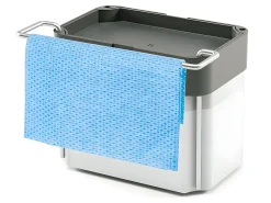 Dispensador de Sabão SPONGETEX Metaltex em Aço Cinza com Suporte de Esponja Ajustável e Reservatório Translúcido