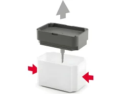 Dispensador de Sabão SPONGETEX Metaltex em Aço Cinza com Suporte de Esponja Ajustável e Reservatório Translúcido