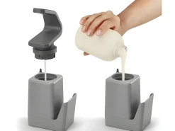 Dispensador de Sabonete Soap Tex com Suporte para Esponja e Anéis - Cinza