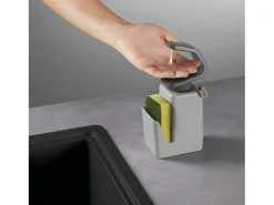 Dispensador de Sabonete Soap Tex com Suporte para Esponja e Anéis - Cinza