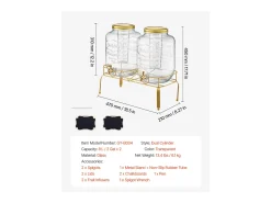 Distribuidor de Bebidas SucceBuy, Capacidade de 8 L, 2 Unidades, Fonte de Água em Vidro, Distribuição de Água, Sumo, Limonada, Chá Gelado, para Café