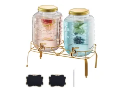 Distribuidor de Bebidas SucceBuy, Capacidade de 8 L, 2 Unidades, Fonte de Água em Vidro, Distribuição de Água, Sumo, Limonada, Chá Gelado, para Café