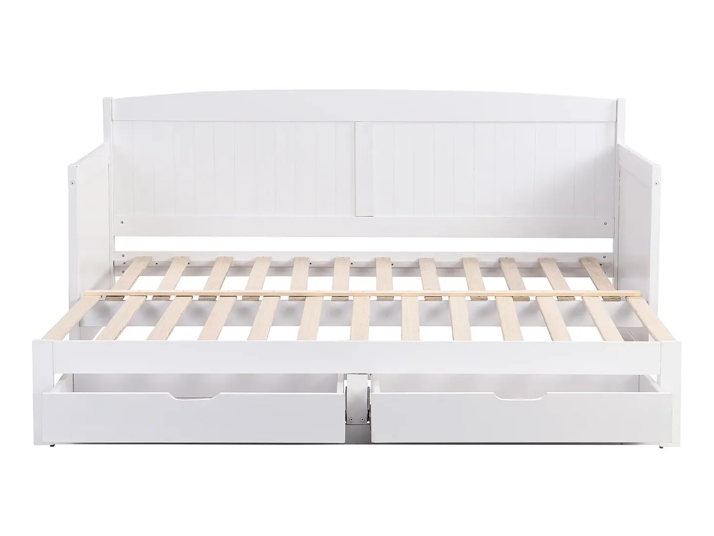 Divã de 90 x 190 ou 180 x 190 cm em pinho e MDF branco com base ripada - DINIVA