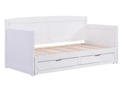 Divã de solteiro com gavetas, 90 x 190 ou 180 x 190 cm, em pinho e MDF branco - DINIVA