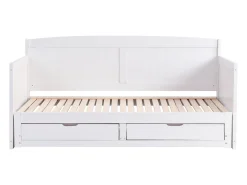 Divã de solteiro com gavetas, 90 x 190 ou 180 x 190 cm, em pinho e MDF branco - DINIVA