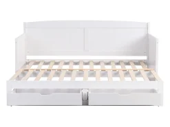 Divã de solteiro com gavetas, 90 x 190 ou 180 x 190 cm, em pinho e MDF branco - DINIVA