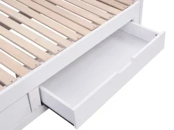 Divã de solteiro com gavetas, 90 x 190 ou 180 x 190 cm, em pinho e MDF branco - DINIVA
