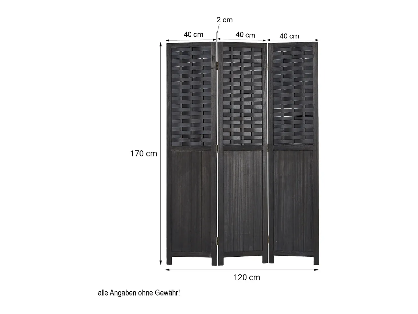 Divisor de ambiente 120x2,2x170 cm preto