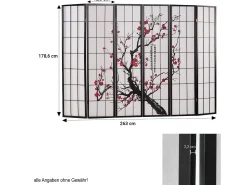 Divisor de ambiente 179x264x2 cm preto Shoji