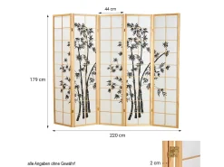 Divisor de ambiente 220x179x2 cm natural Shoji