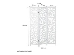Divisor de ambiente 130x2,2x175 cm branco Shoji