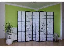 Divisor de espaço em bambu, preto e branco, 179×220 cm