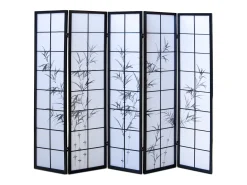 Divisor de espaço em bambu, preto e branco, 179×220 cm