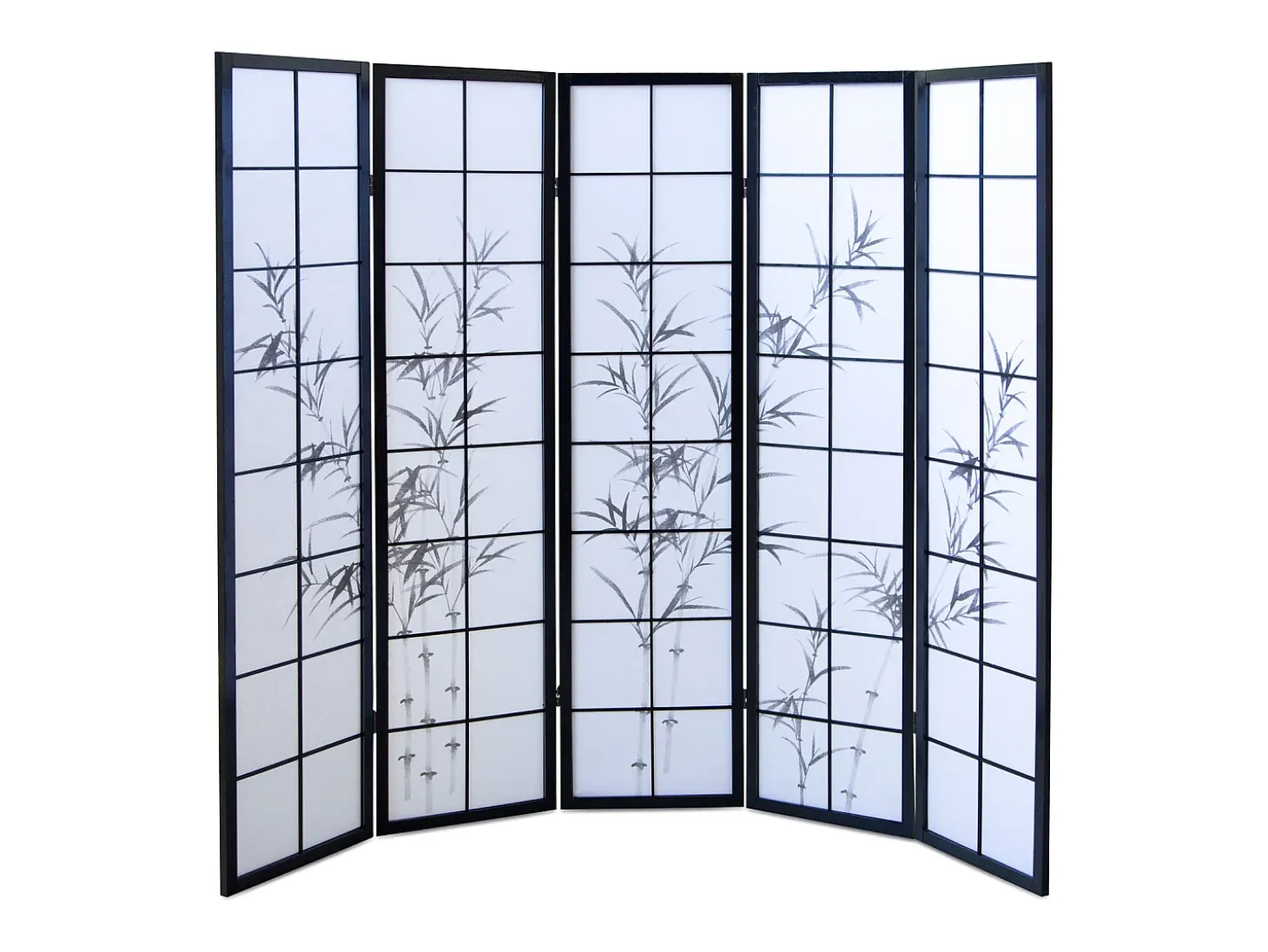 Divisor de espaço em bambu, preto e branco, 179×220 cm