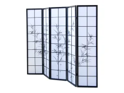 Divisor de espaço em bambu, preto e branco, 179×220 cm
