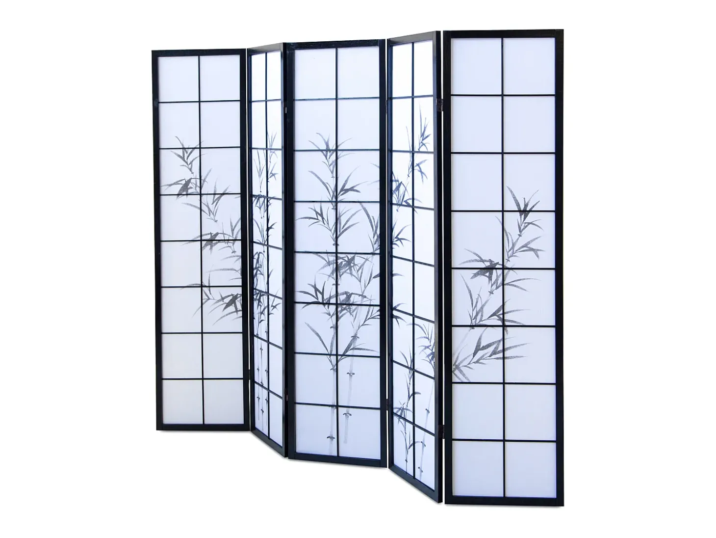 Divisor de espaço em bambu, preto e branco, 179×220 cm