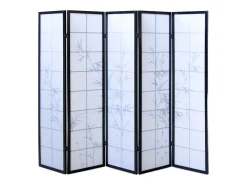 Divisor de espaço em bambu, preto e branco, 179×220 cm