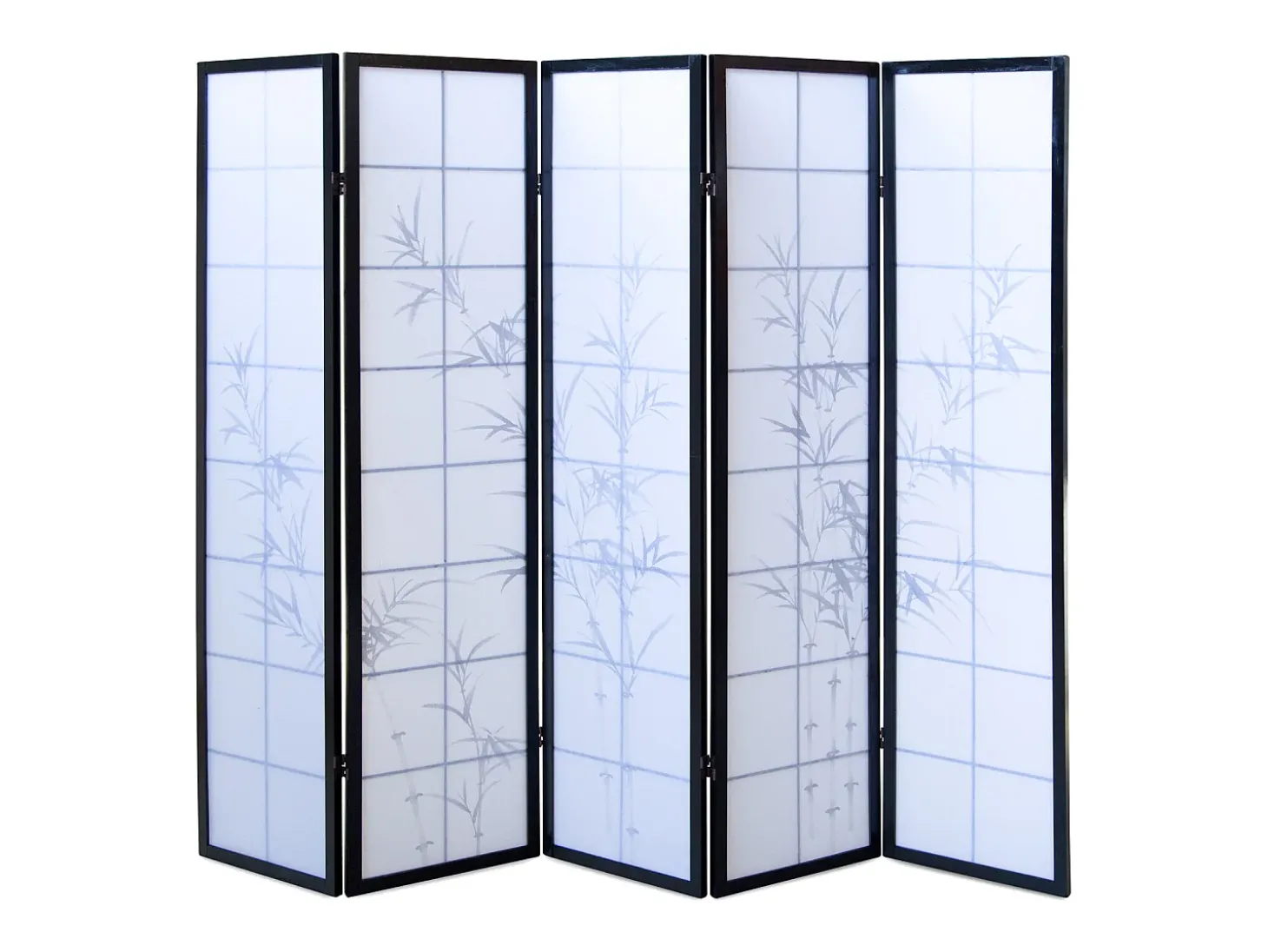 Divisor de espaço em bambu, preto e branco, 179×220 cm