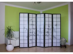 Divisor de espaço em bambu, preto e branco, 179×220 cm