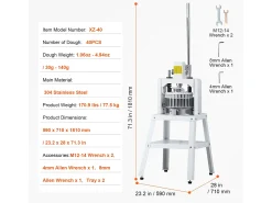 Divisor de Massa Manual SucceBuy 40 Peças, Máquina de Pão de Aço Inoxidável, para Padaria, Restaurante, Comercial