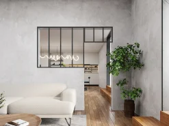 Divisória atelier com divisória envidraçada C120xA105 + C73 x A40 cm preto BAYVIEW