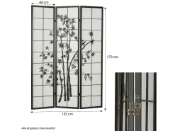 Divisória de ambiente 132x2x179 cm preta Shoji