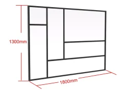 Divisória de atelier design em alumínio termolacado 180x130 cm - Preto - ARTENA