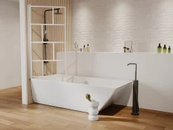 Divisória de banheira giratória em vidro e metal, branco fosco, 70 cm de largura x 140 cm de altura, RIVANON