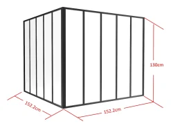 Divisória de canto atelier alumínio termolacado C150 x L150 x A130 cm preto BAYVIEW