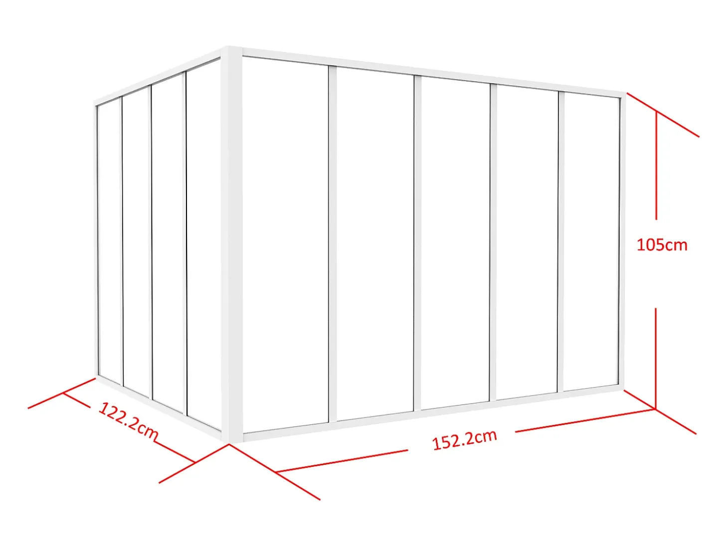 Divisória de canto atelier alumínio termolacado C150 x L120 x A105 cm branco BAYVIEW