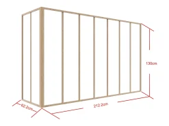 Divisória de canto atelier alumínio termolacado C210xL60xA130 cm natural claro BAYVIEW