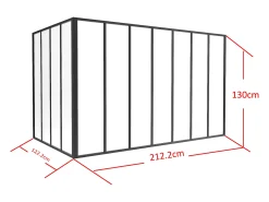 Divisória de canto atelier alumínio termolacado C210 x L120 x A130 cm preto BAYVIEW