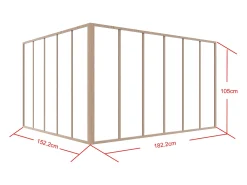 Divisória de canto atelier alumínio termolacado 180x150x105 cm natural claro BAYVIEW