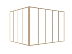 Divisória de canto atelier alumínio termolacado 150x120x105 cm natural claro BAYVIEW