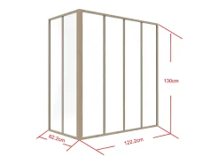 Divisória de canto atelier alumínio termolacado C120xL60xA130 cm natural claro BAYVIEW